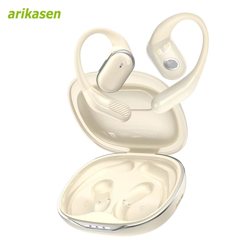 Bluetooth 5.4 Headphones Wireless Open Ear Earbuds 60 Hrs Playtime Dual Mic Clear Call Sports Air Conduction Headphones Earphone